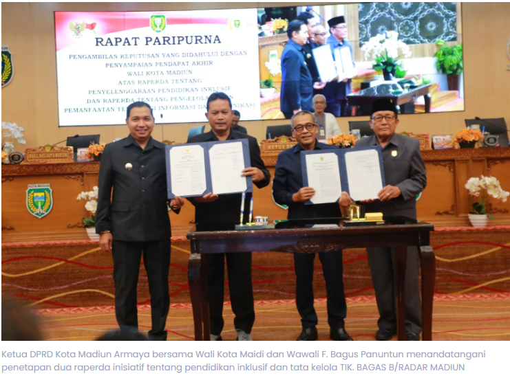 DPRD Kota Madiun Tetapkan Dua Raperda Baru, Atur Pendidikan Inklusif dan TIK
