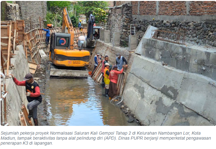 PUPR Kota Madiun Janji Perbaiki Pengawasan Proyek Kali Gempol
