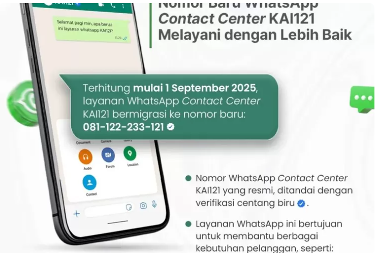 Ubah Layanan Nomor WhatsApp Contact Center KAI121, KAI Daop 7 Madiun Optimalkan Pelayanan