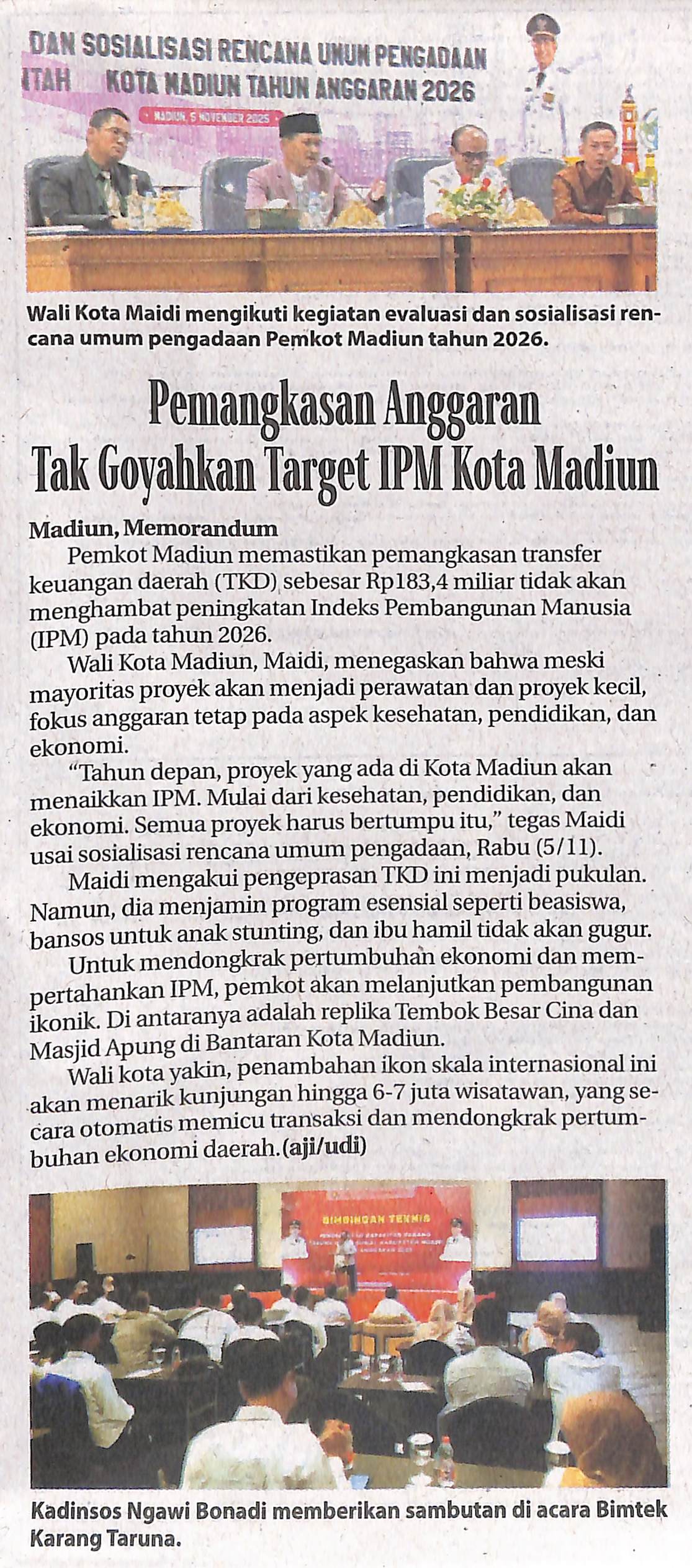 Pemangkasan Anggaran Tak Goyahkan Target IPM Kota Madiun