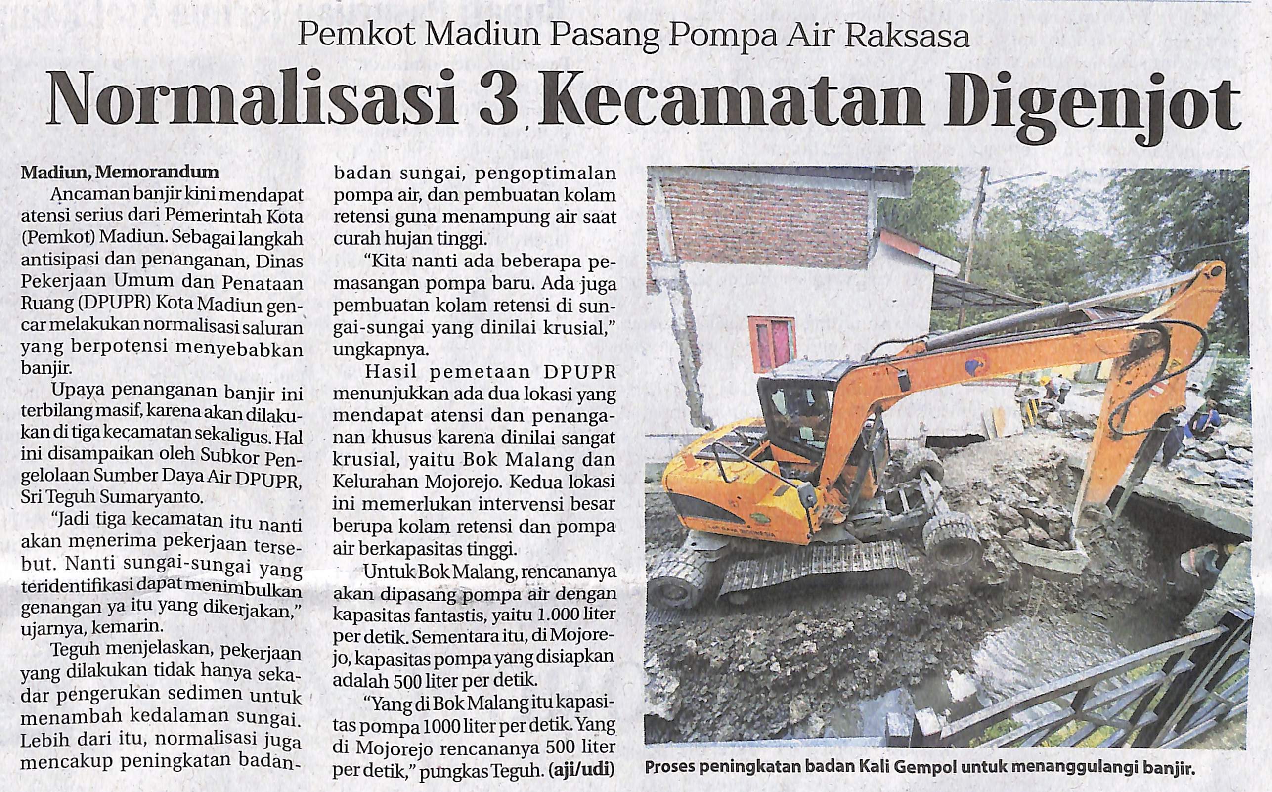 Pemkot Madiun Pasang Pompa Air Raksasa, Normalisasi 3 Kecamatan Digenjot