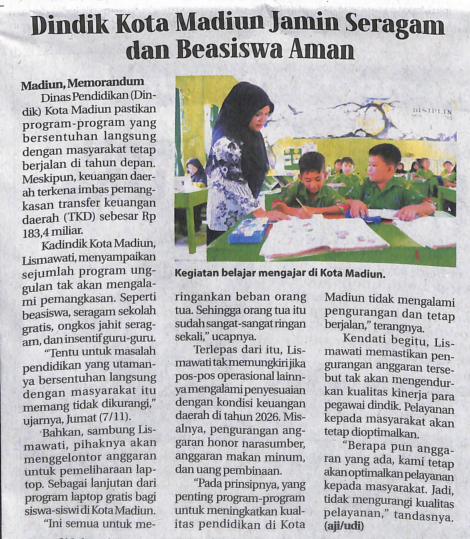 Dindik Kota Madiun Jamin Seragam dan Beasiswa Aman
