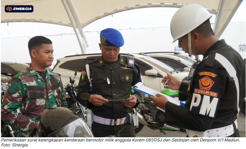 Denpom V/1 Madiun Tegakkan Tertib Berlalu Lintas di Lingkungan TNI