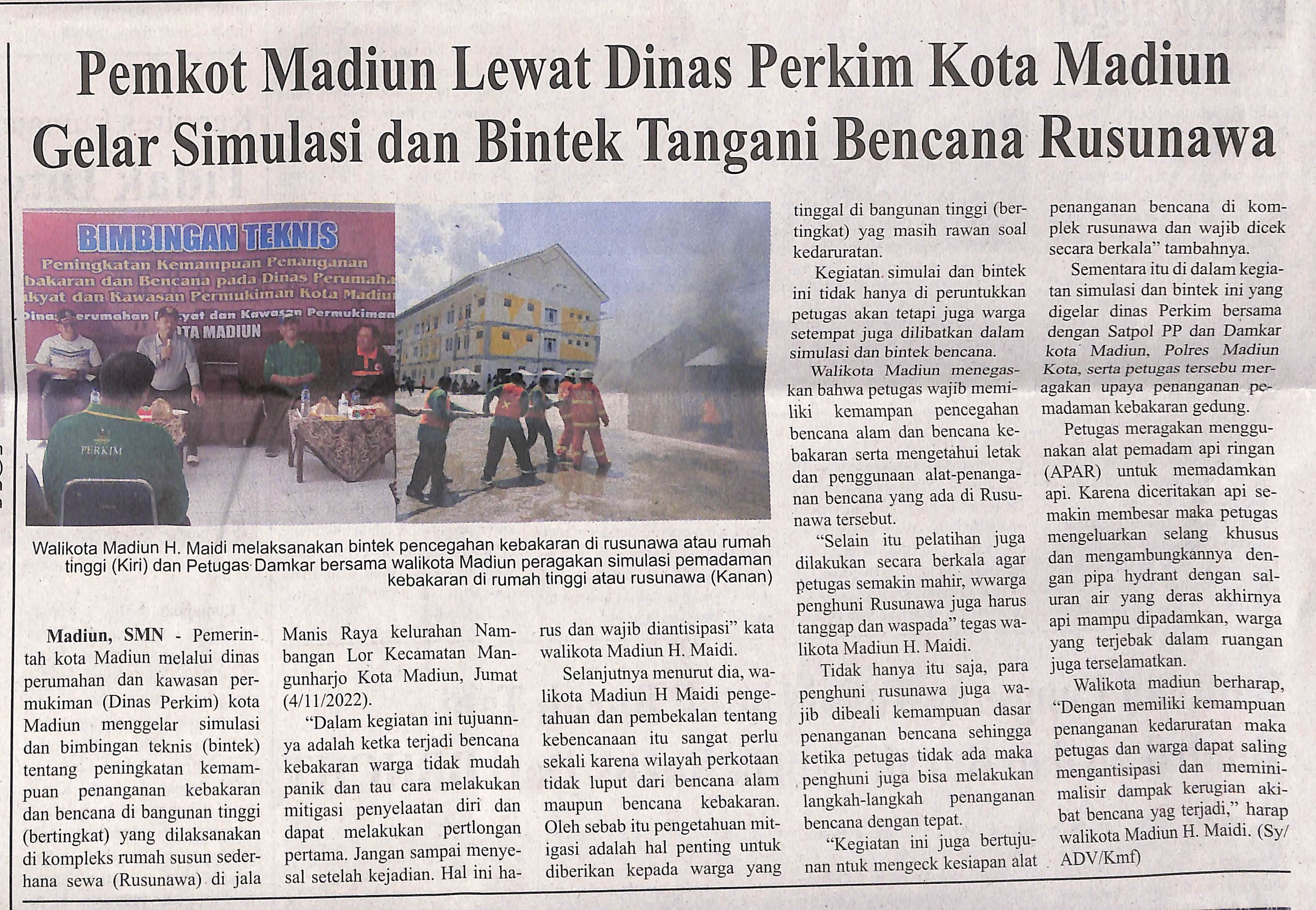 Pemkot Madiun Lewat Dinas Perkim Kota Madiun Gelar Simulasi dan Bintek Tangani Bencana Rusunawa