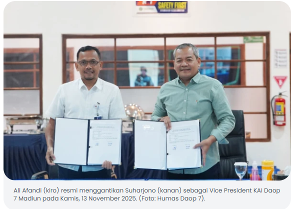 Ali Afandi Resmi Gantikan Suharjono Sebagai Vice President Daop 7 Madiun