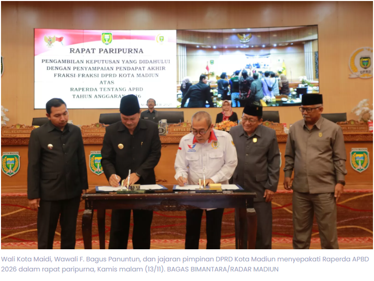 APBD Kota Madiun 2026 Disepakati, Anggaran Turun Drastis: Ini Catatan DPRD untuk Pemkot