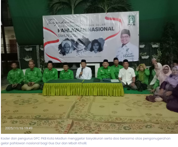 Gus Dur dan Mbah Kholil Sandang Gelar Pahlawan Nasional, PKB Kota Madiun Gelar Syukuran