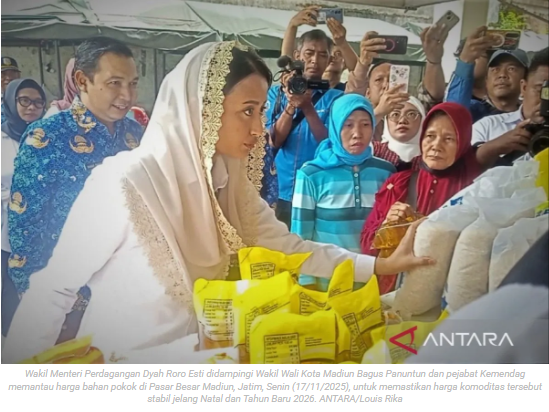 Wamendag pantau pasokan dan harga pangan di Pasar Besar Madiun