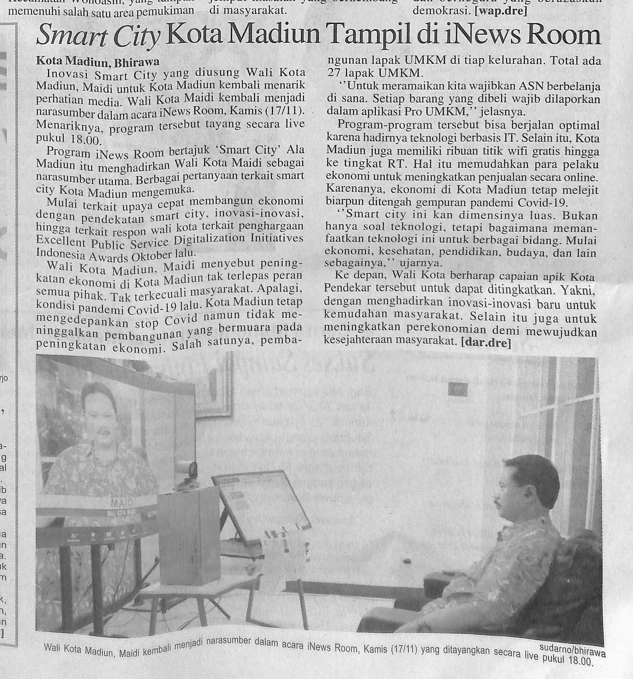 Smart City Kota Madiun Tampil di iNews Room