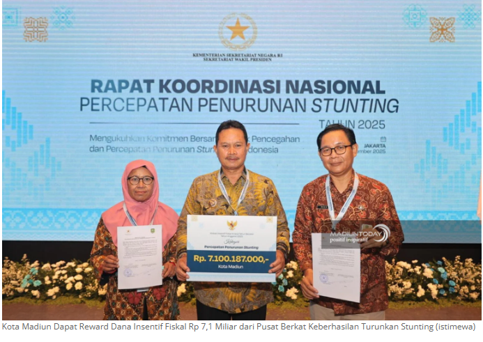 Berhasil Turunkan Stunting, Kota Madiun Dapat Reward Dana Insentif Fiskal Rp 7,1 M dari Pusat