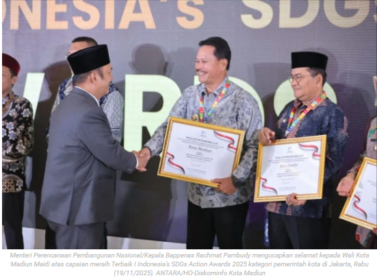 Kota Madiun raih Terbaik I Indonesia's SDGs Action Awards 2025 Bappenas RI