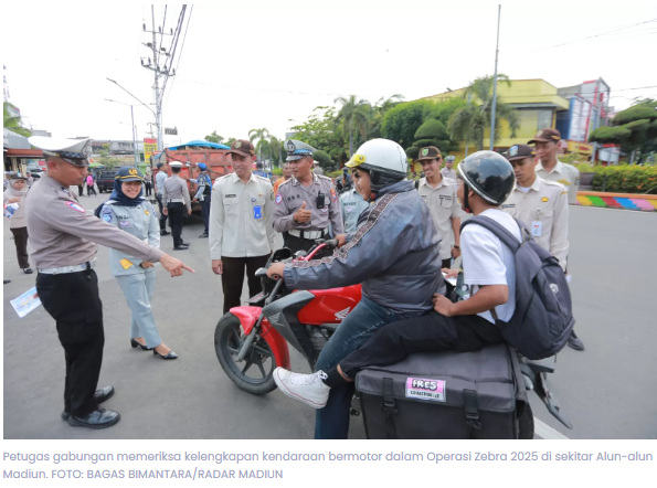 Puluhan Kendaraan Mati Pajak Terjaring Operasi Zebra 2025 di Alun-Alun Madiun