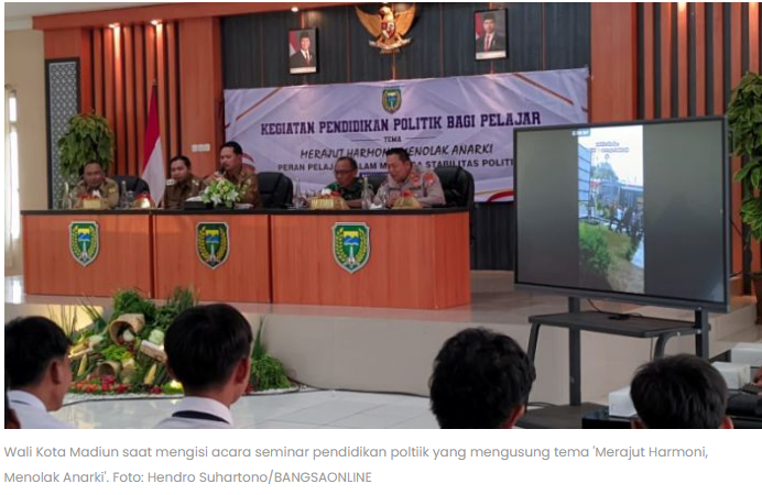 Ajak Luaskan Wawasan, Pemkot Madiun Gelar Seminar Pendidikan Politik untuk Pelajar SMP