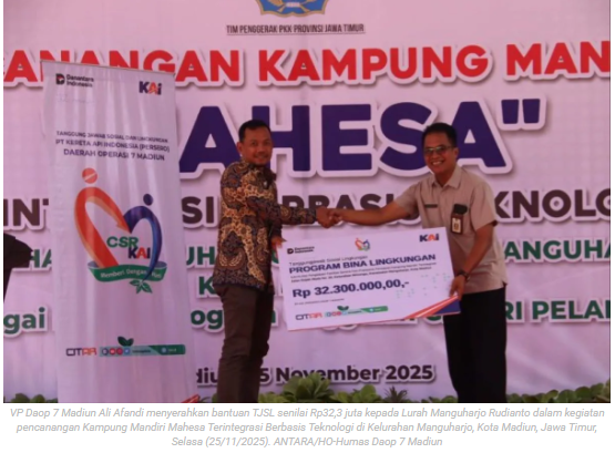Daop 7 dukung pencanangan Kampung Mandiri Terintegrasi di Kota Madiun