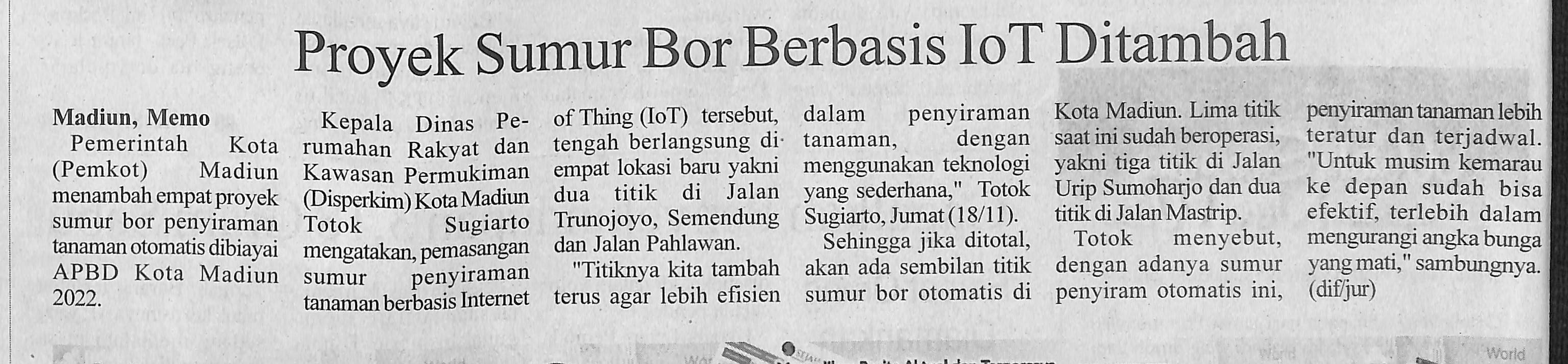 Proyek Sumur Bor Berbasis IoT Ditambah
