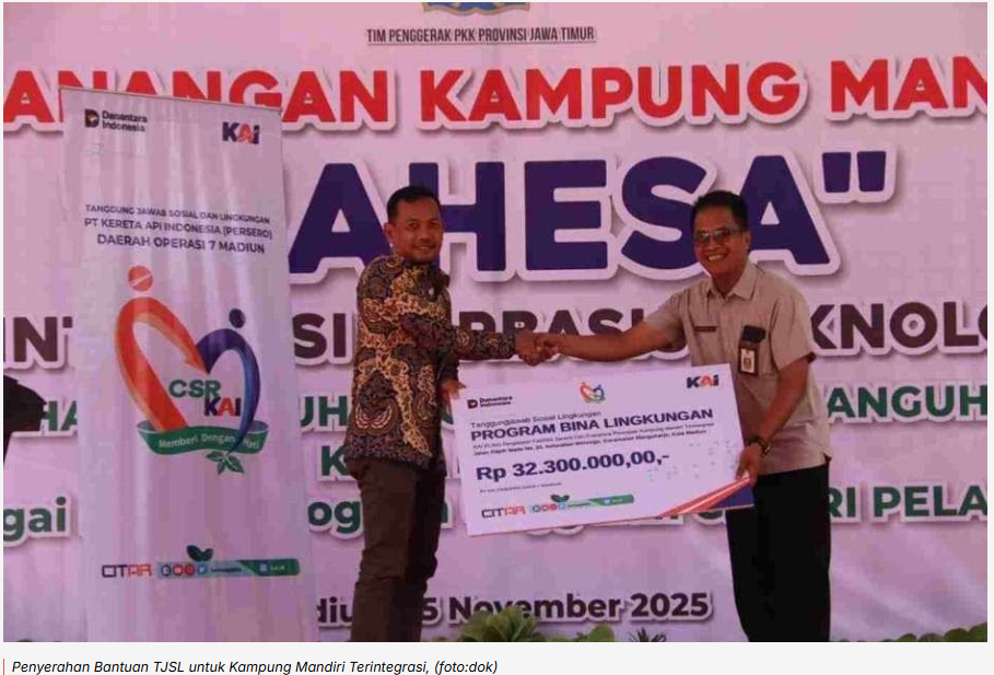 Dukung Program Pemerintah, KAI Daop 7 Madiun Serahkan Bantuan TJSL Tuk Kampung Mandiri Terintegrasi
