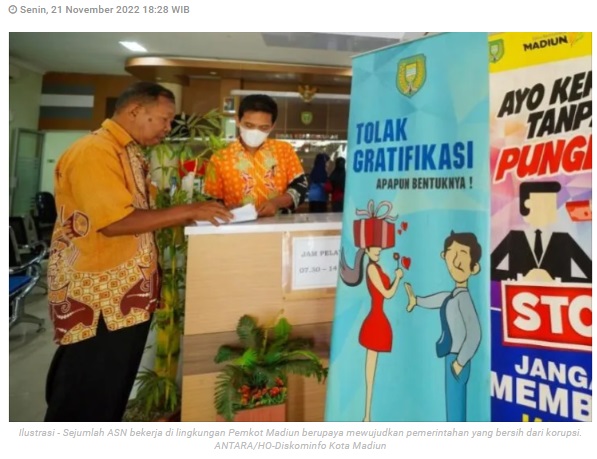 Capaian nilai indeks MCP Kota Madiun tertinggi ketiga nasional