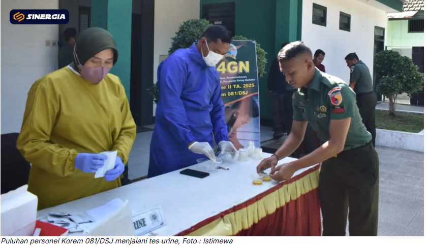 Puluhan Personel Korem 081/DSJ Jalani Tes Urine, Hasil Negatif Narkotika