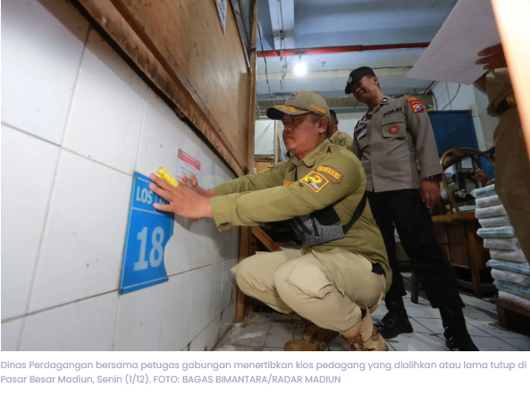 Melanggar Aturan, Pemkot Madiun Tertibkan 677 Kios Pasar