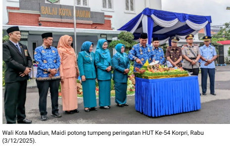 Pemkot Madiun Gelar Upacara HUT Ke-54 Korpri, Wali Kota Maidi Ajak ASN Perkuat Integritas dan Transformasi Digital