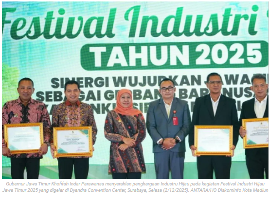 Kota Madiun terima penghargaan Industri Hijau Terbaik Jatim 2025