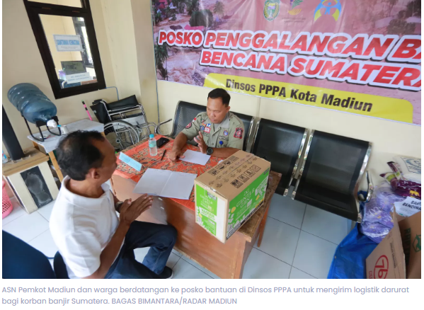 Pemkot Madiun Buka Posko Bantuan Korban Banjir Sumatera, Donasi Membeludak