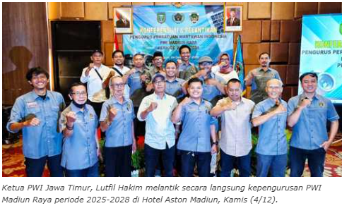 PWI Jatim Lantik Kepengurusan PWI Madiun Raya Periode 2025-2028