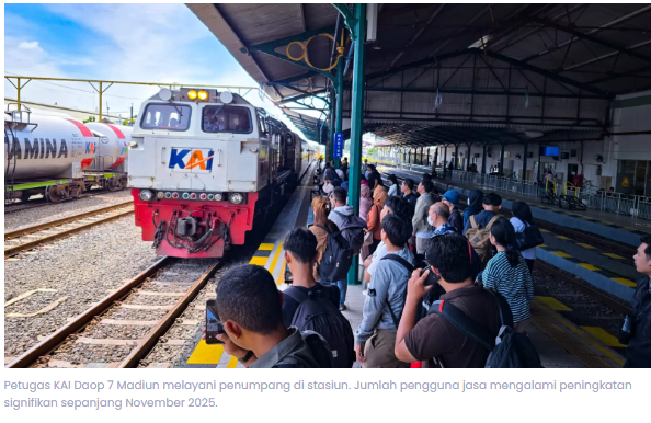 KAI Daop 7 Madiun Cetak Lonjakan Penumpang, November Tembus 474 Ribu