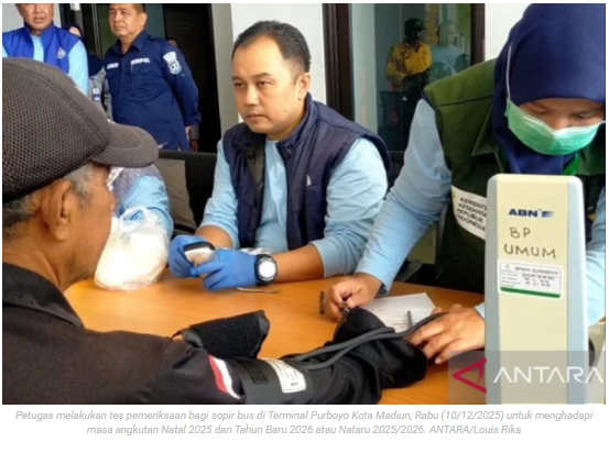 Terminal Madiun gelar tes urine sopir hadapi angkutan Natal-tahun baru