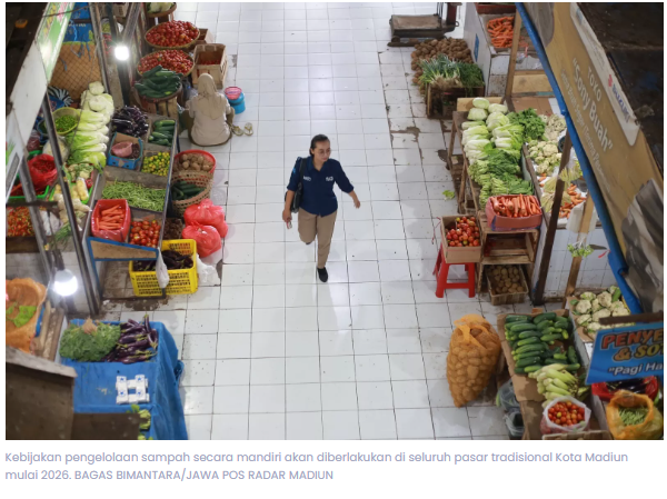 Pasar Tradisional Kota Madiun Wajib Kelola Sampah Mandiri Mulai 2026