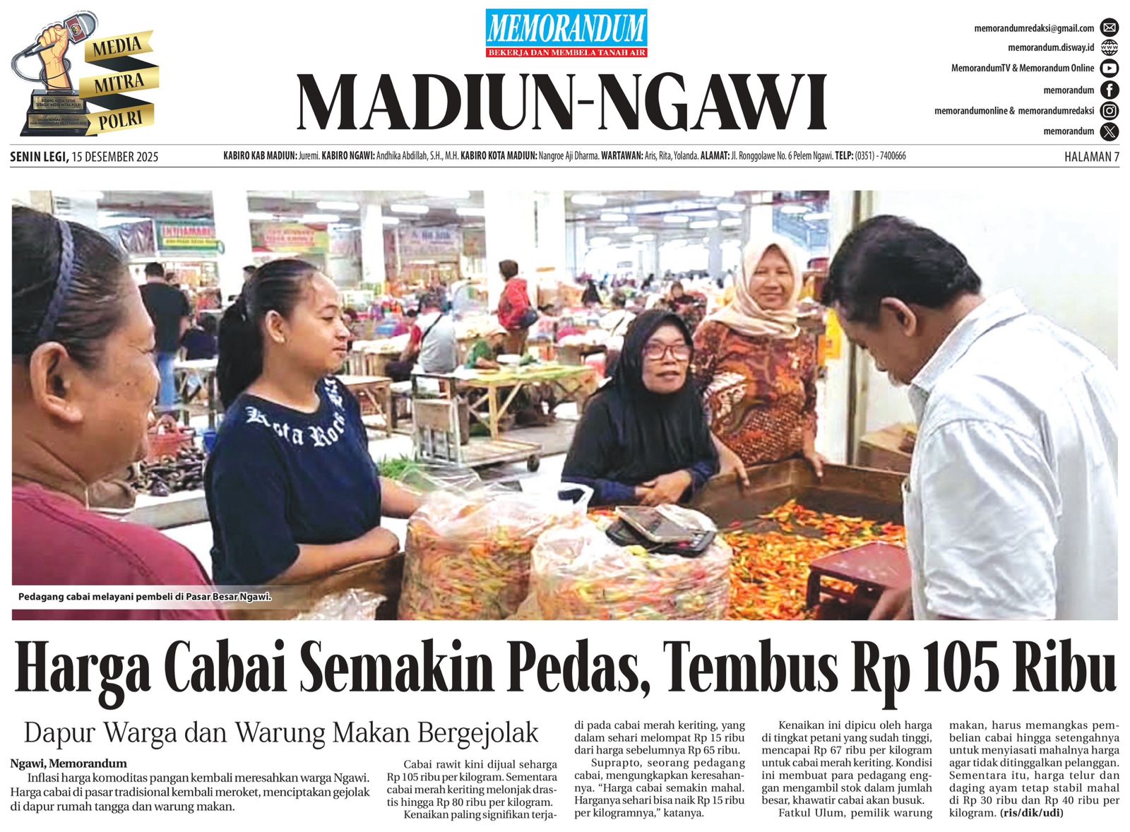 Harga Cabai Semakin Pedas, Tembus Rp 105 Ribu