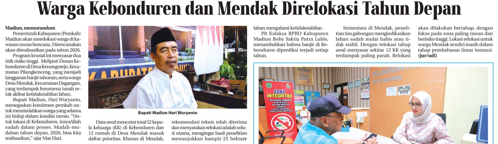 Warga Kebonduren dan Mendak Direlokasi Tahun Depan