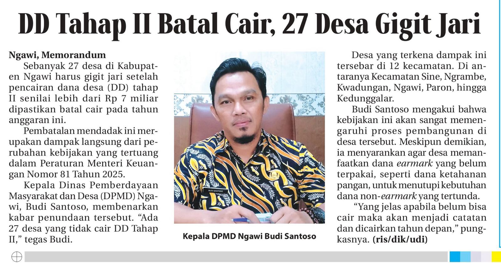 DD Tahap II Batal Cair, 27 Desa Gigit Jari