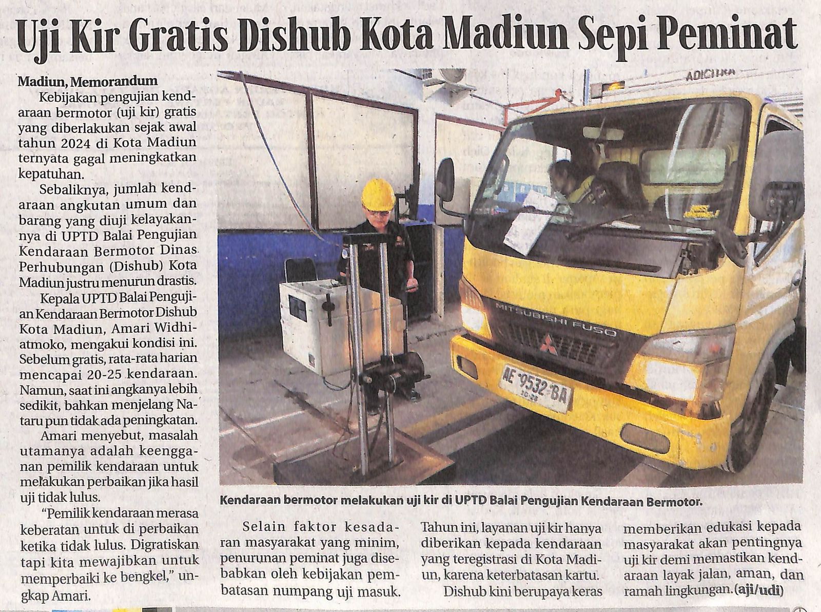 Uji Kir Gratis Dishub Kota Madiun Sepi Peminat