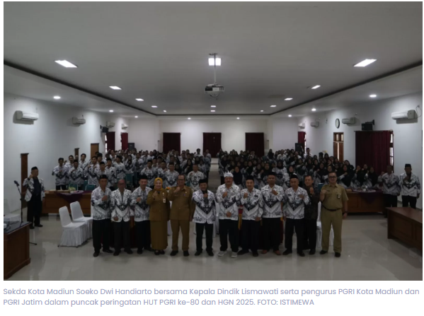 Pengurus Baru PGRI Kota Madiun Dikukuhkan, Guru Didorong Lebih Solid