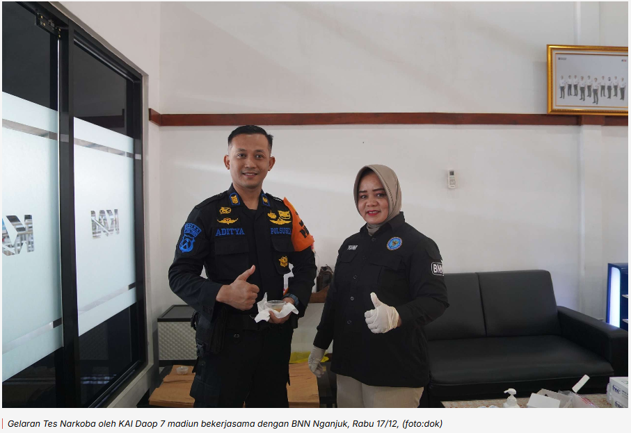 Jelang NATARU, KAI Daop 7 Madiun Bersama BNN Gelar Tes Narkoba