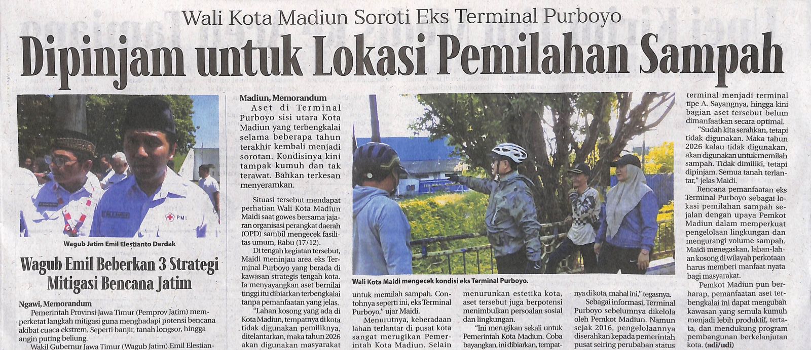 Wali Kota Madiun Soroti Eks Terminal Purboyo Dipinjam untuk Lokasi Pemilahan Sampah