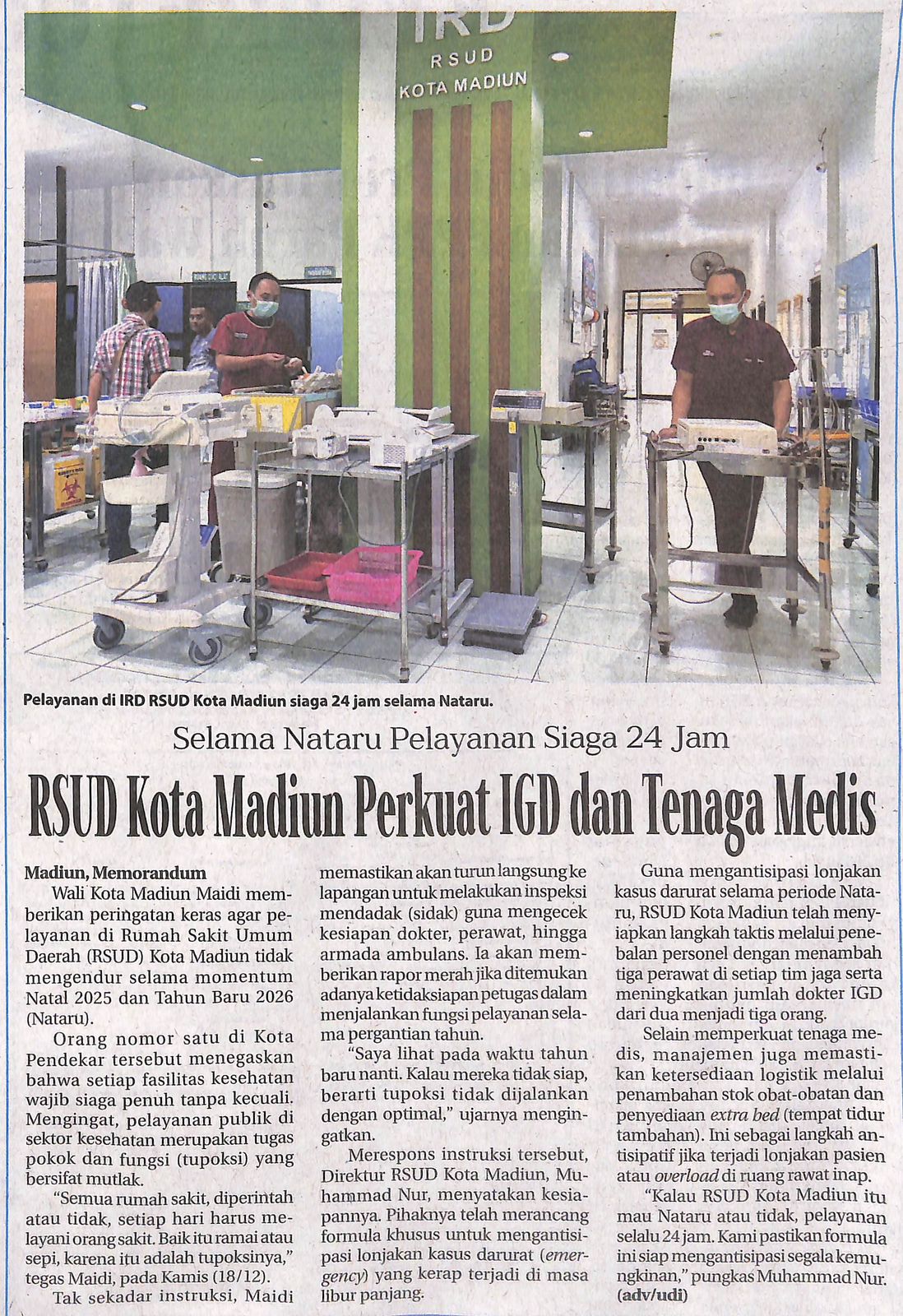 RSUD Kota Madiun Perkuat IGD dan Tenaga Medis