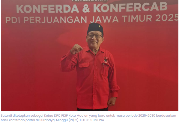 Sutardi Gantikan Anton Pimpin PDIP Kota Madiun, Inda Raya Sekretaris DPC
