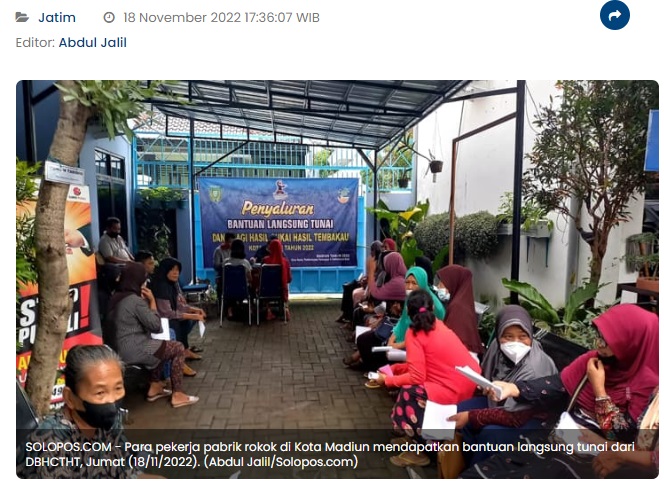 Bahagianya 167 Pekerja Pabrik Rokok di Kota Madiun Terima BLT DBHCHT