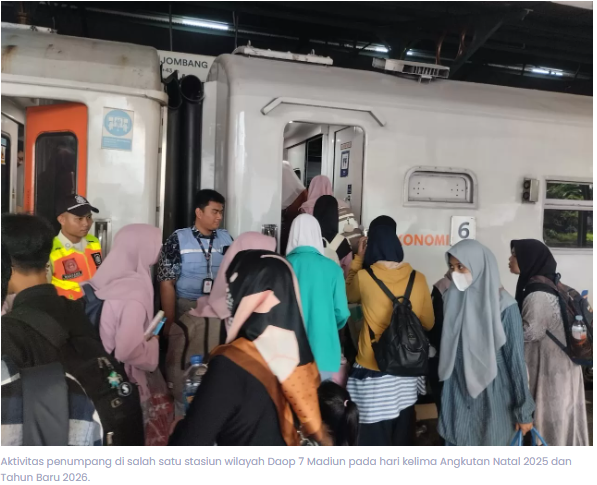 Angkutan Nataru Hari Kelima, Lebih 41 Ribu Penumpang Berangkat dari Daop 7 Madiun