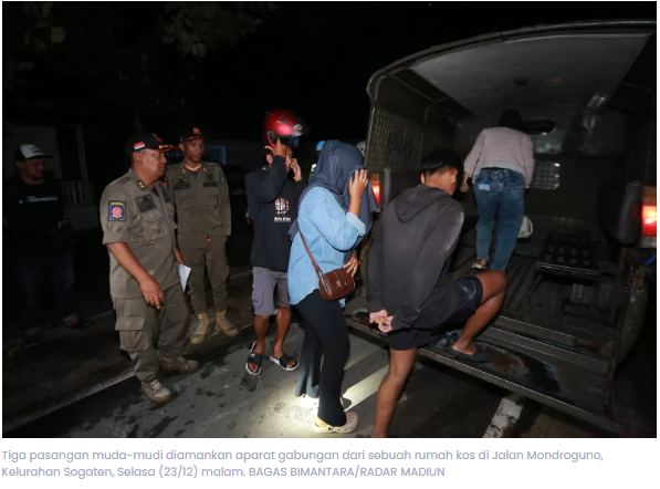 Kos Short Time di Sogaten Madiun Digerebek Warga, Tiga Pasangan Muda-Mudi Diamankan