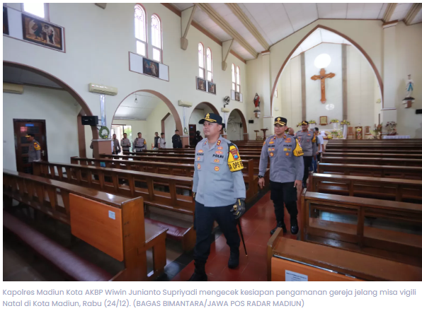 Misa Natal di Madiun Dijaga Ketat, Kapolres Turun Langsung Cek Gereja