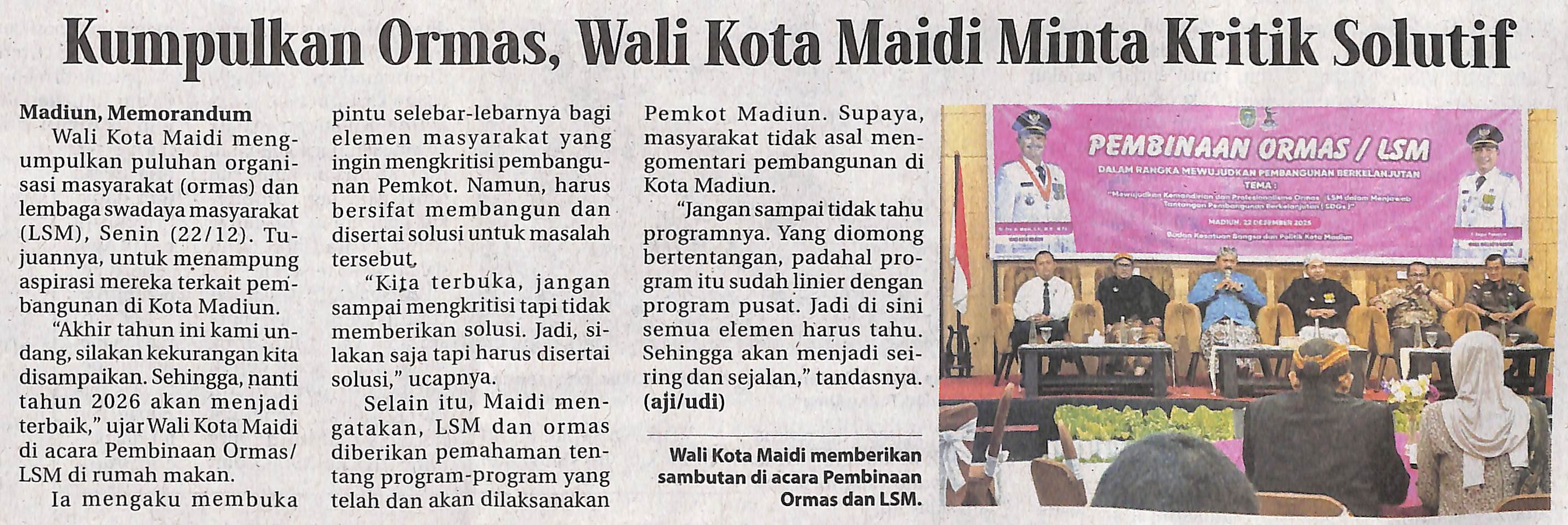 Kumpulkan Ormas, Wali Kota Maidi Minta Kritik Solutif