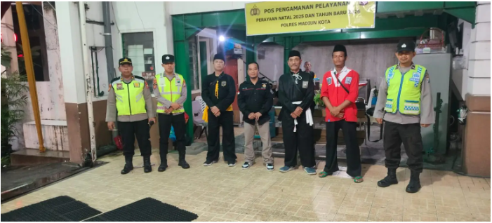 Wujud Sinergi Perkuat Kamtibmas Saat Nataru, Ormas dan Perguruan Pencak Silat Ikut Jaga Ibadah Natal di Kota Madiun
