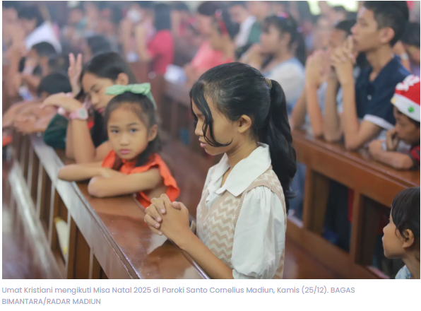 Misa Natal 2025 di Santo Cornelius Madiun, Gereja Ajak Umat Kembali ke Keluarga
