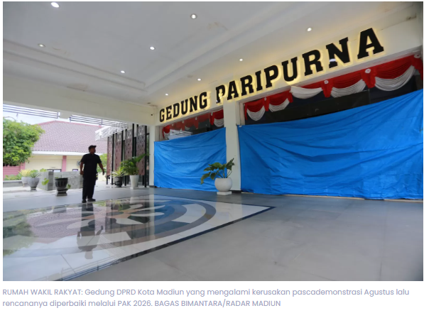 Gedung DPRD Kota Madiun Rusak Imbas Demo, Rehab Tunggu PAK 2026