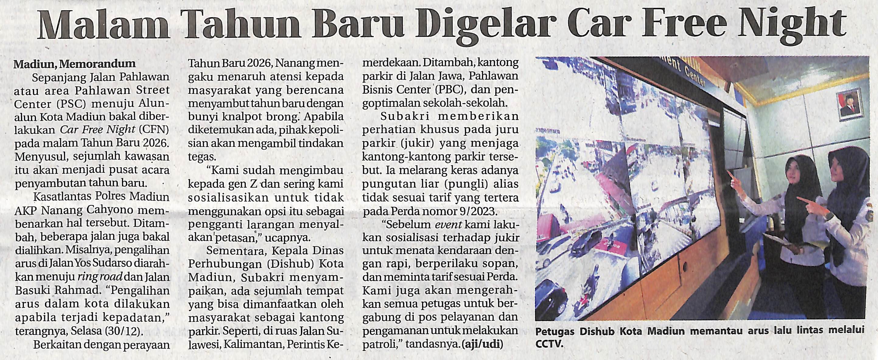 Malam Tahun Baru Digelar Car Free Night