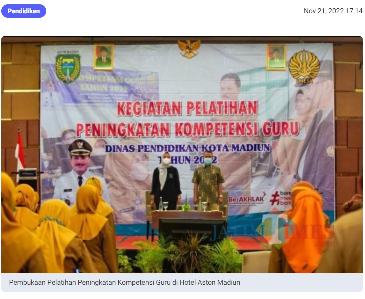 Beri Materi Pelatihan Guru, Wali Kota Madiun: Selalu Tingkatkan Kompetensi Diri