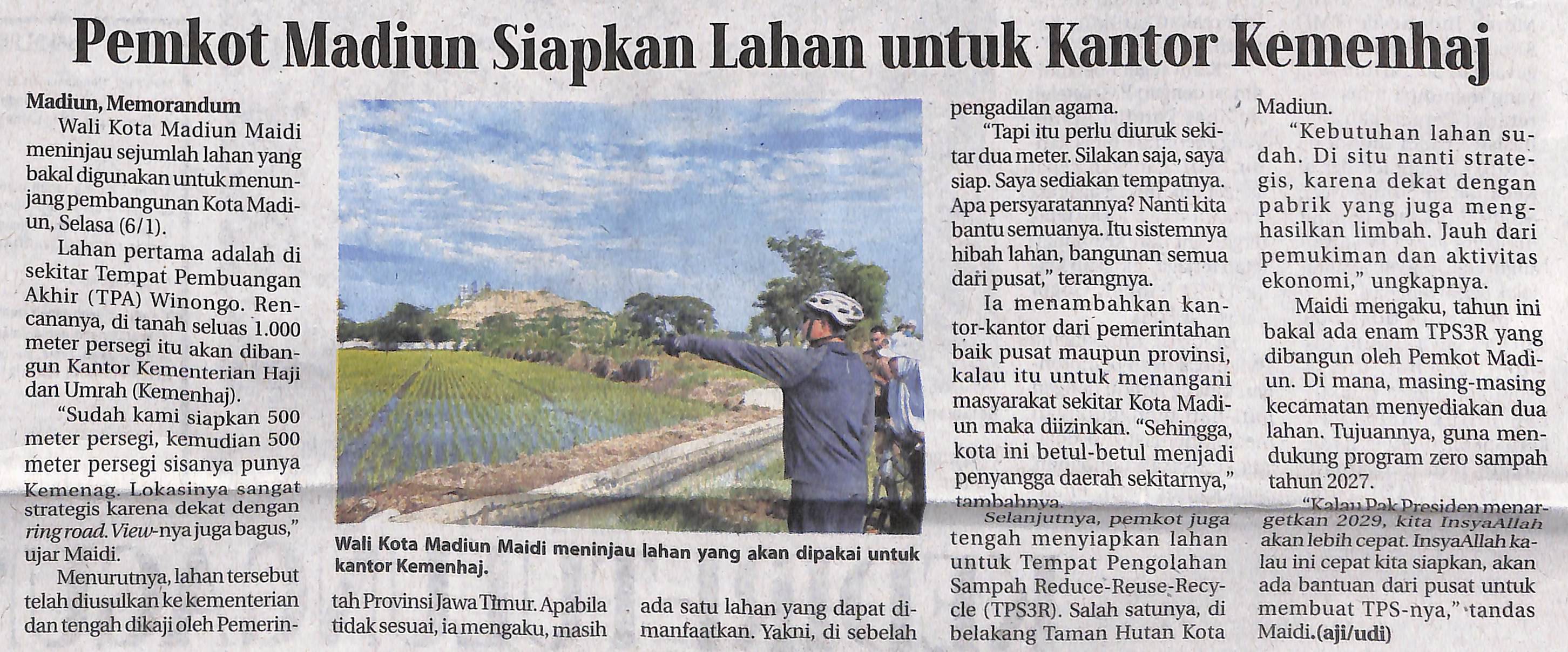 Pemkot Madiun Siapkan Lahan untuk Kantor Kemenhaj